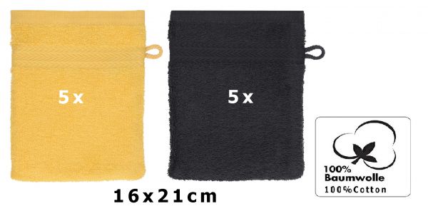 Betz Pack of 10 Wash Mitts PREMIUM 100% Cotton 16x21 cm honey - graphite