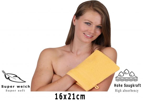 Betz 20 Manoplas de baño Premium 100% algodón 16x21cm Color amarillo miel