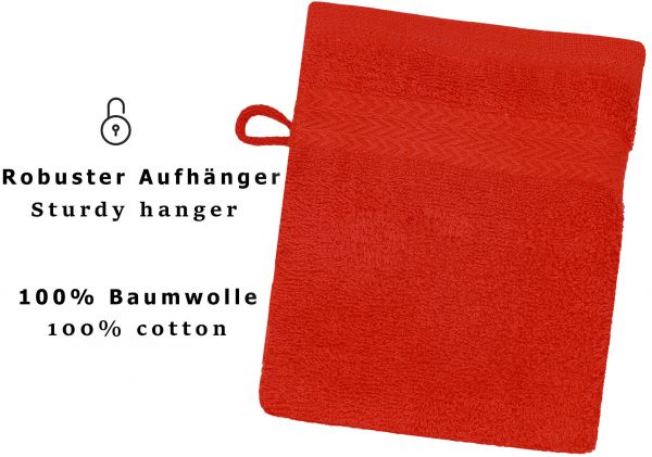 Betz 20 Piece Wash Mitt Set PREMIUM 100% Cotton 16x21 cm colour red