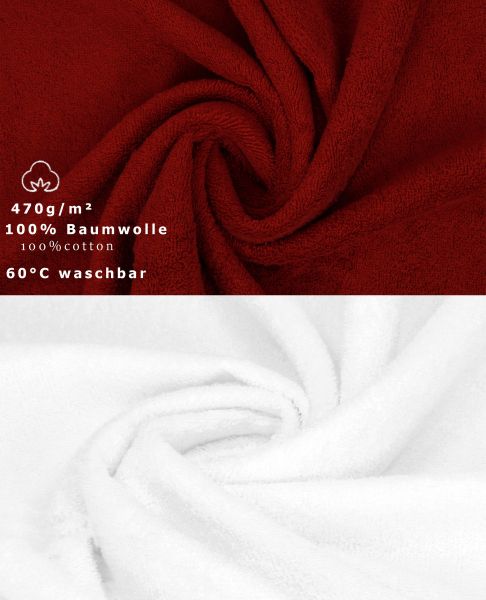 Betz 10 Stück Waschhandschuhe PREMIUM 100% Baumwolle Waschlappen Set 16x21 cm Farbe rubinrot - weiß