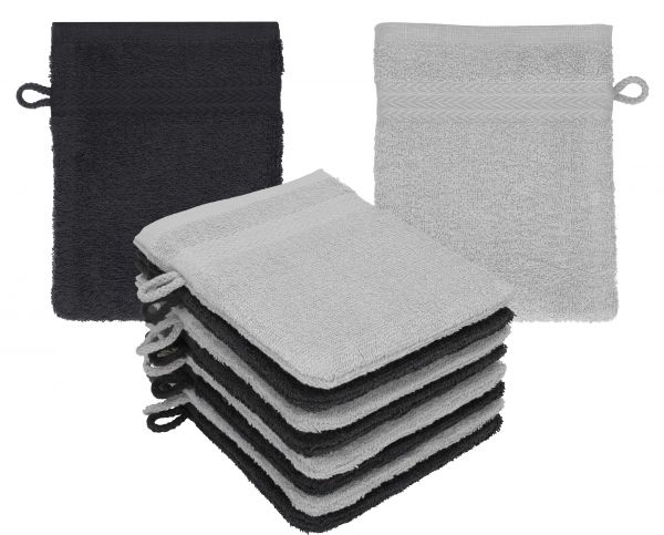 Betz Paquete de 10 manoplas de baño PREMIUM 100% algodón 16x21 cm grafito y gris plata