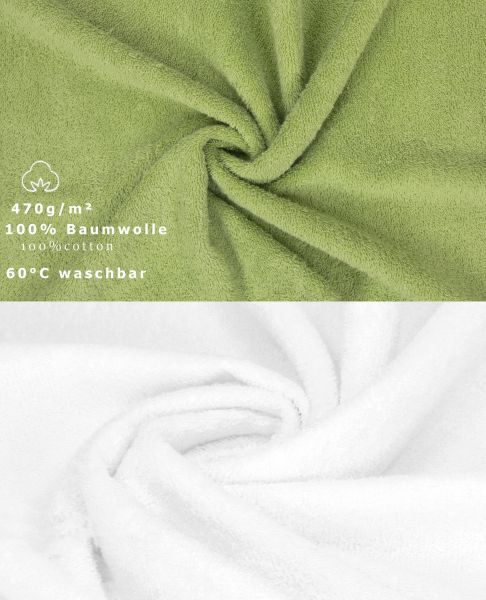 Betz 10 Stück Waschhandschuhe PREMIUM 100% Baumwolle Waschlappen Set 16x21 cm Farbe avocadogrün - weiß