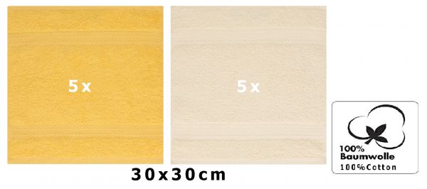 Betz 10 Stück Seiftücher PREMIUM 100% Baumwolle Größe 30x30 cm Farbe honiggelb - sand