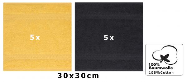 Betz 10 Lavette salvietta asciugamano per il bidet Premium 100% cotone misure 30x30 cm colore giallo miele e grafite