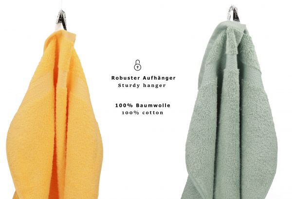 Betz 10 Lavette salvietta asciugamano per il bidet Premium 100% cotone misure 30x30 cm colore giallo miele e verde fieno