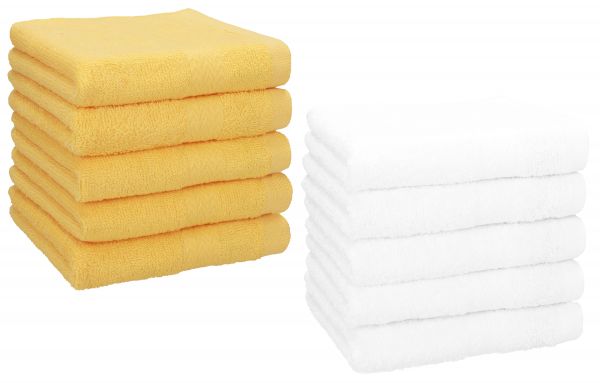 Betz 10 Lavette salvietta asciugamano per il bidet Premium 100% cotone misure 30x30 cm colore giallo miele e bianco