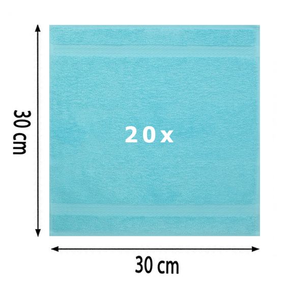 Betz 20 Piece Face Cloths PREMIUM 100% Cotton 30x30 cm colour turquoise