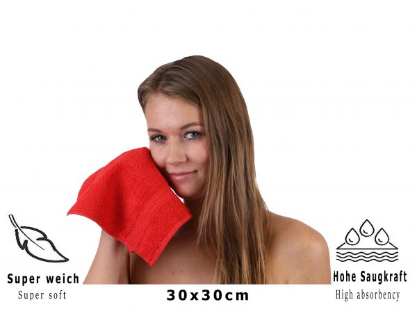 Betz Paquete de 20 toallas faciales PREMIUM 100% algodón 30x30 cm color rojo