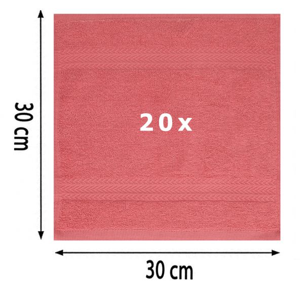 Betz Set di 20 Lavette Premium Misura 30 x 30 cm 100% Cotone colore rosso lampone