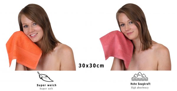 Betz 10 Lavette salvietta asciugamano per il bidet Premium 100% cotone misure 30x30 cm colore arancio sanguinello e rosso lampone