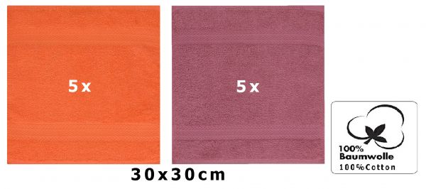 Betz 10 Lavette salvietta asciugamano per il bidet Premium 100% cotone misure 30x30 cm colore arancio sanguinello e frutti di bosco