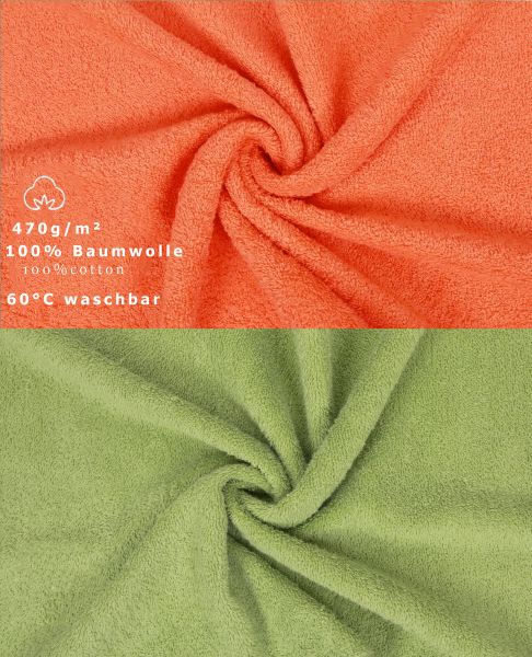 Betz Paquete de 10 toallas faciales PREMIUM 100% algodón 30x30 cm color naranja sanguíneo y verde aquacate