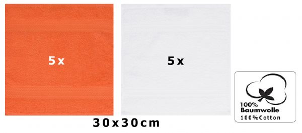 Betz 10 Lavette salvietta asciugamano per il bidet Premium 100% cotone misure 30x30 cm colore arancio sanguinello e bianco