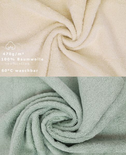 Betz 10 Pieces Face Cloth Set PREMIUM 100% Cotton 10 Face Cloths 30x30 cm sand - hay green