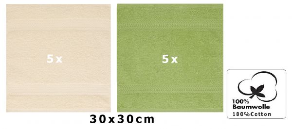 Betz 10 Lavette salvietta asciugamano per il bidet Premium 100 % cotone misure 30 x 30 cm colore sabbia e verde avocado