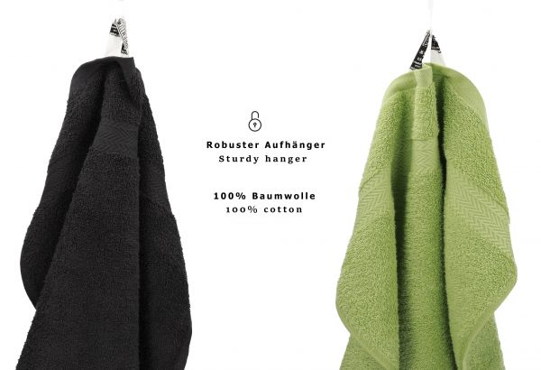 Betz Paquete de 10 toallas faciales PREMIUM 100% algodón 30x30 cm color grafito y verde aquacate