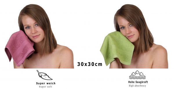 Betz 10 Lavette salvietta asciugamano per il bidet Premium 100 % cotone misure 30 x 30 cm colore frutti di bosco e verde avocado