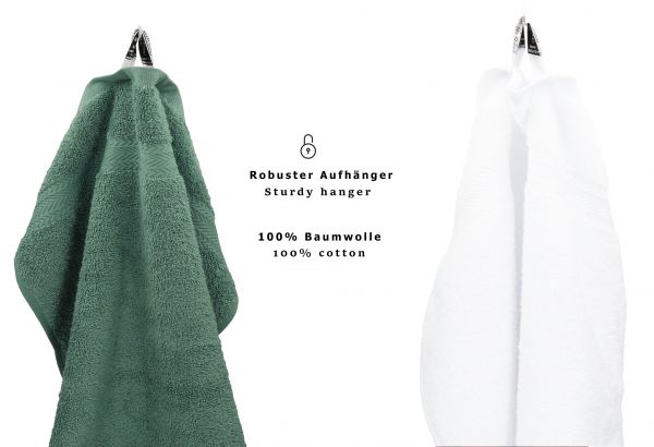 Betz 10 Lavette salvietta asciugamano per il bidet Premium 100 % cotone misure 30 x 30 cm colore verde abete e bianco