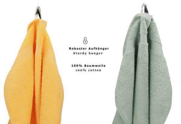 Betz 10 Piece Towel Set PREMIUM 100% Cotton 10 Guest Towels 30x50 cm colour honey and hay green