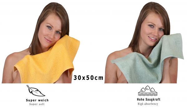 Betz 10 Piece Towel Set PREMIUM 100% Cotton 10 Guest Towels 30x50 cm colour honey and hay green