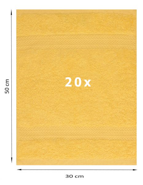 Betz 20 toallas de tocador PREMIUM 100% algodón 30x50 cm color amarillo miel