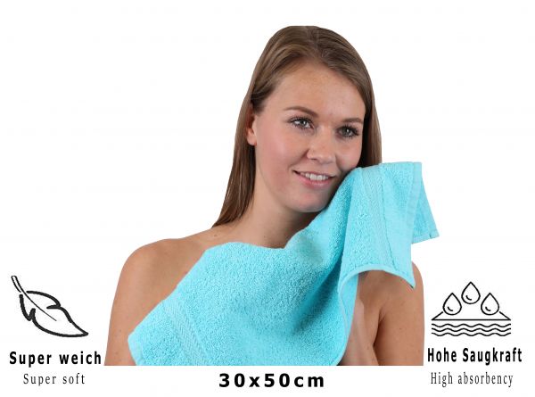 Betz 20 Piece Guest Towels PREMIUM 100% Cotton 30x50 cm colour turquoise