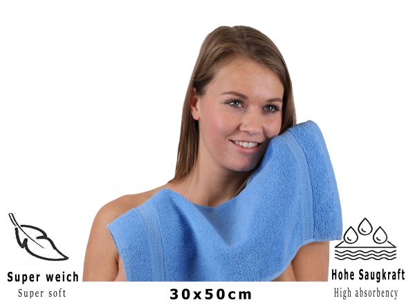 Betz 20 toallas de tocador PREMIUM 100% algodón 30x50 cm color azul claro