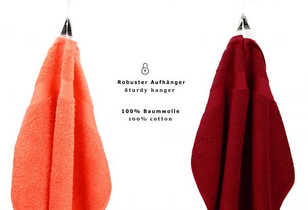 Betz 10 Piece Towel Set PREMIUM 100% Cotton 10 Guest Towels 30x50 cm colour blood orange and ruby