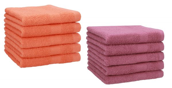 Betz 10 Piece Towel Set PREMIUM 100% Cotton 10 Guest Towels 30x50 cm colour blood orange and wild-berry