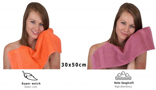 Betz 10 Piece Towel Set PREMIUM 100% Cotton 10 Guest Towels 30x50 cm colour blood orange and wild-berry