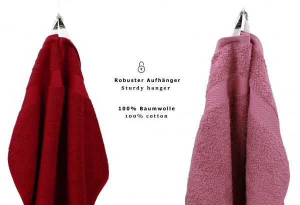 Betz 10 Piece Towel Set PREMIUM 100% Cotton 10 Guest Towels 30x50 cm colour ruby and wild-berry