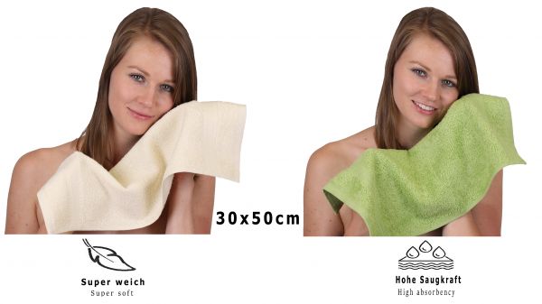 Betz 10 Piece Towel Set PREMIUM 100% Cotton 10 Guest Towels 30x50 cm colour sand and avocado green