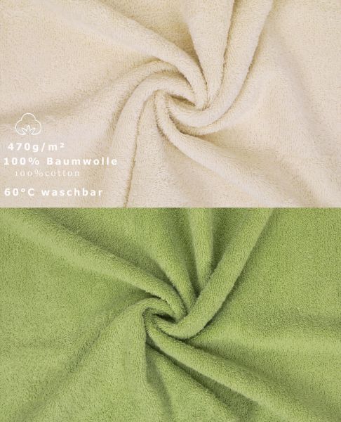 Betz 10 Piece Towel Set PREMIUM 100% Cotton 10 Guest Towels 30x50 cm colour sand and avocado green