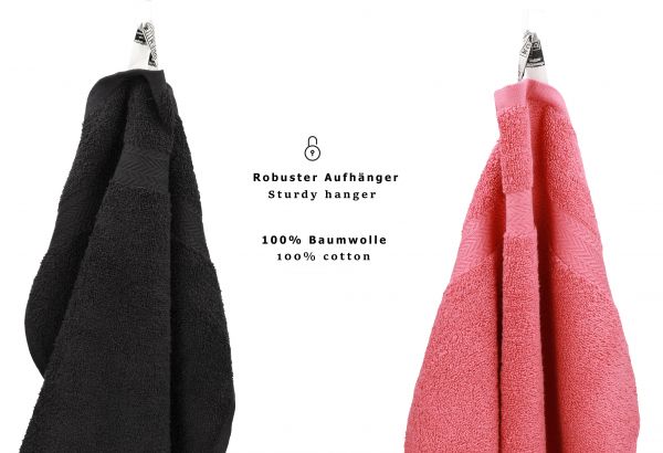 Betz 10 Piece Towel Set PREMIUM 100% Cotton 10 Guest Towels 30x50 cm colour graphite and raspberry