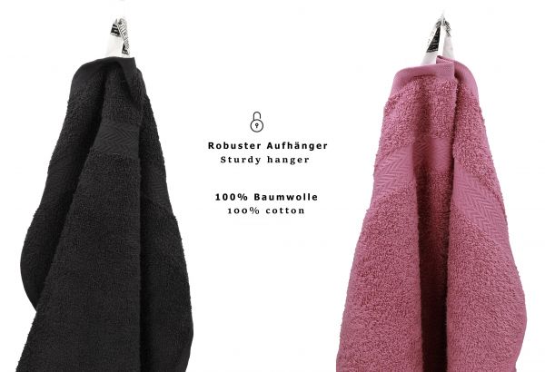 Betz 10 Piece Towel Set PREMIUM 100% Cotton 10 Guest Towels 30x50 cm colour graphite and wild-berry