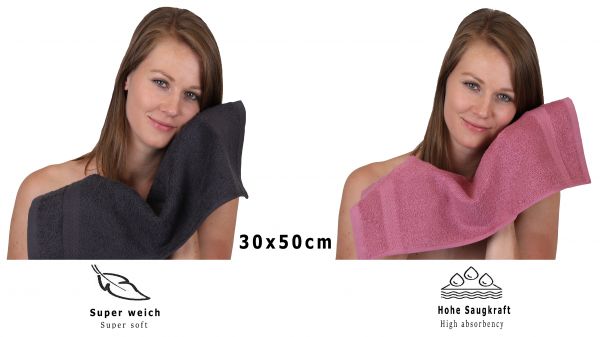 Betz 10 Piece Towel Set PREMIUM 100% Cotton 10 Guest Towels 30x50 cm colour graphite and wild-berry