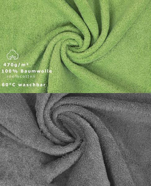 Betz 6 pezzi di asciugamani PREMIUM 100% cotone dimensioni 50x100 cm verde mela / antracite