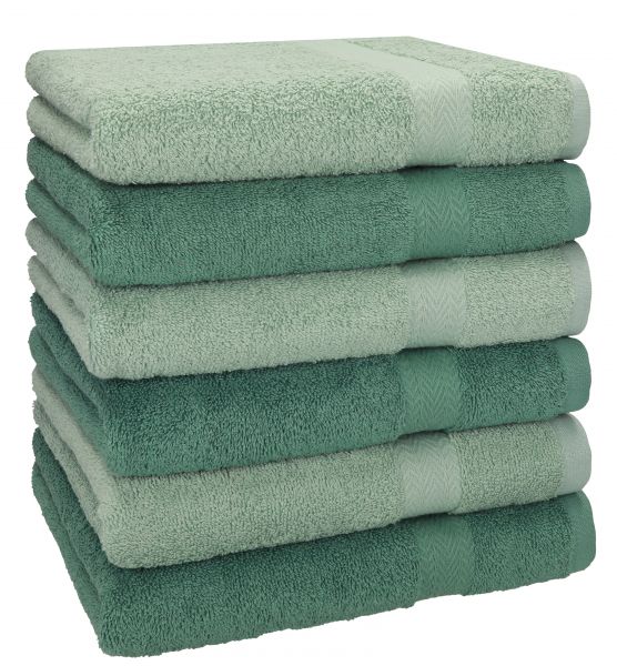 Betz 6 pièces de serviettes PREMIUM 100% coton taille 50x100cm vert foin / vert sapin