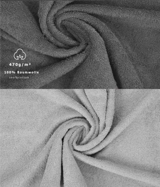 Betz 6 toallas PREMIUM 100% algodón tamaño 50x100cm gris plata y antracita