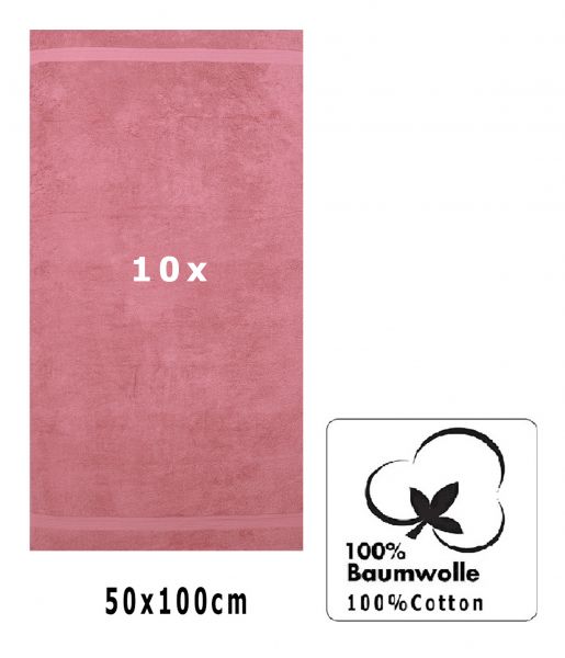 Betz 10 Hand Towels PREMIUM 100% cotton size 50x100 cm colour old rose