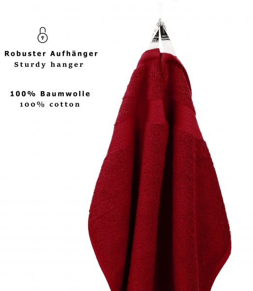 Betz 10 pièces de serviettes PREMIUM 100% coton taille 50x100 cm couleur rouge rubis