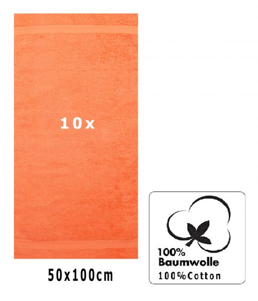 Betz Paquete de 10 toallas de lavabo PREMIUM 100% algodón tamaño 50x100 cm color naranja