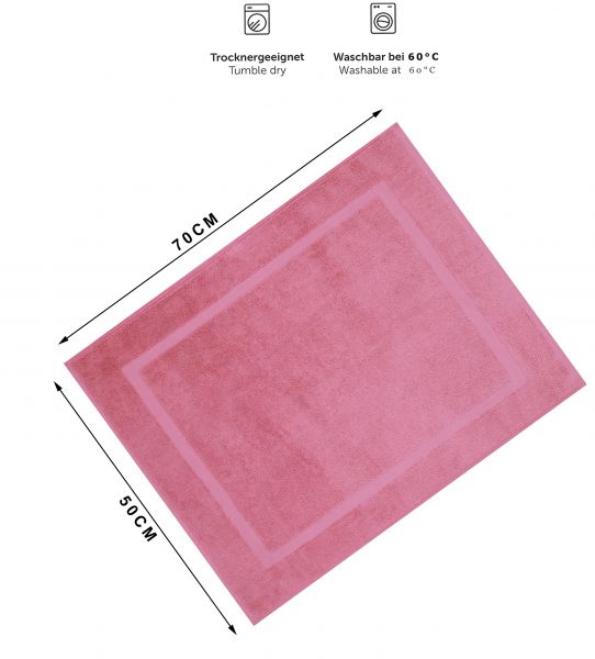 Betz 10 alfombras de baño PREMIUM 50x70 cm 100% algodón calidad 650 g/m² color rosa