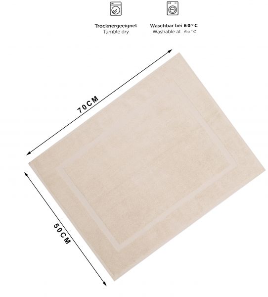 Betz 10 alfombras de baño PREMIUM 50x70 cm 100% algodón calidad 650 g/m² color beige arena