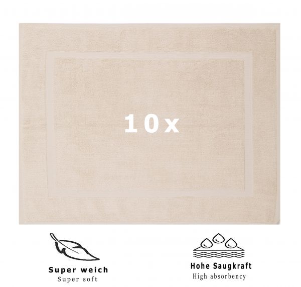 Betz Set di 10 scendibagni tappeto da bagno PREMIUM 100% cotone qualità 650 g/m² 50x70 cm colore sabbia