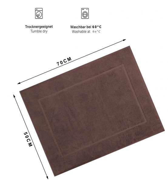 Betz lot de 10 tapis de bain Premium de taille 50x70 cm 100% coton couleur marron noisette