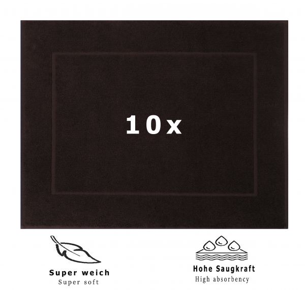 Betz Set di 10 scendibagni tappeto da bagno PREMIUM 100% cotone qualità 650 g/m² 50x70 cm colore marrone scuro
