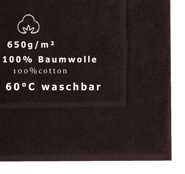 Betz lot de 10 tapis de bain Premium de taille 50x70 cm 100% coton couleur marron foncé