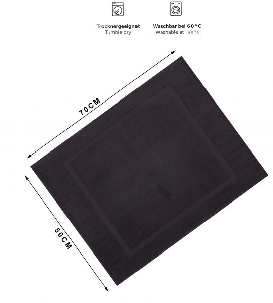 Betz 10 Stück Badvorleger Badematte PREMIUM 100% Baumwolle Größe 50x70 cm Qualität 650g/m² Farbe graphit