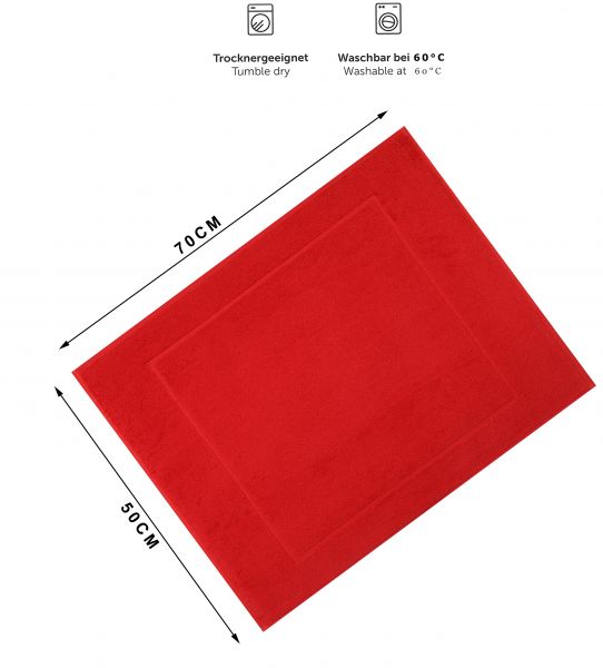 Betz 10 Bath Mats PREMIUM size W50 x L70 cm 100% Cotton Quality 650 g/m² colour red